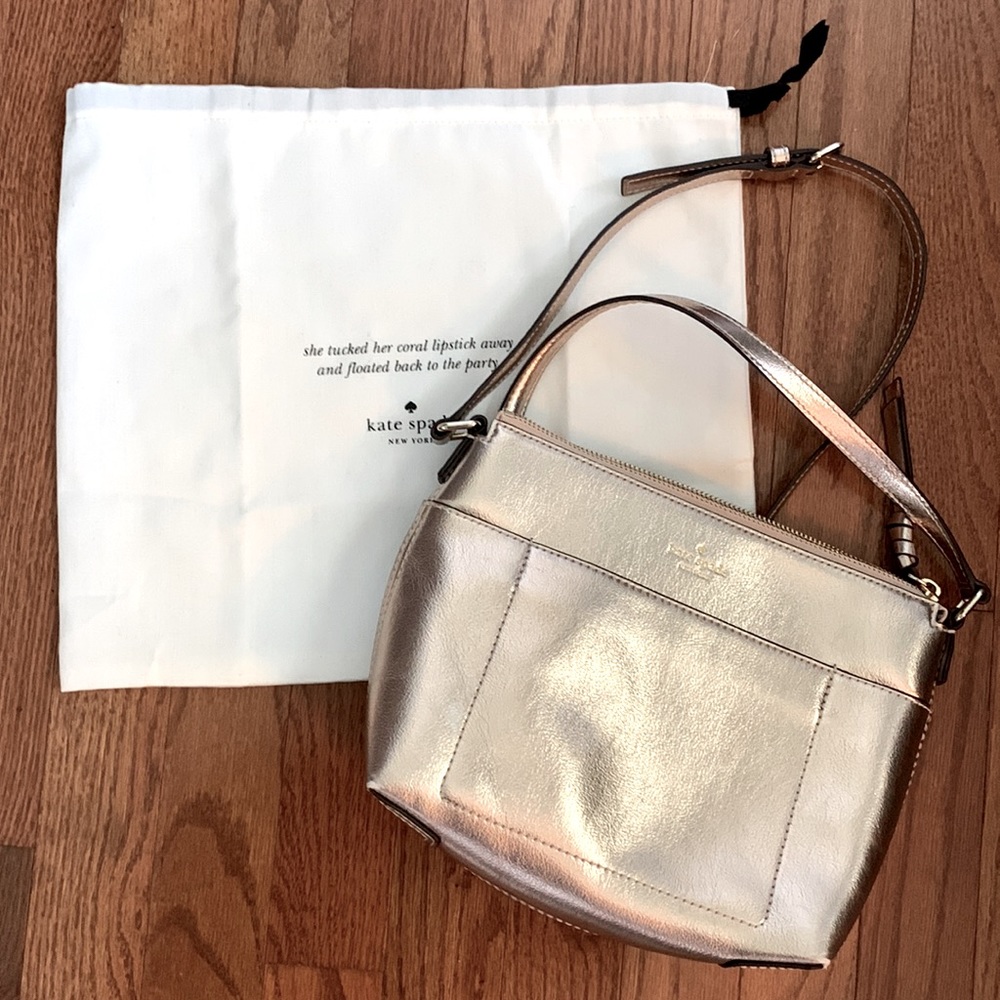 Kate spade gold crossbody handbag with dust bag